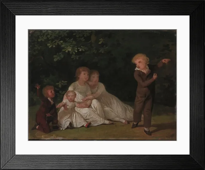 Framed Print : The Artist's Five Children in a garden. Study, 1801. Creator: Jens Juel Framed Print : The Artist's Five Children in a garden. Study, 1801. Creator: Jens Juel