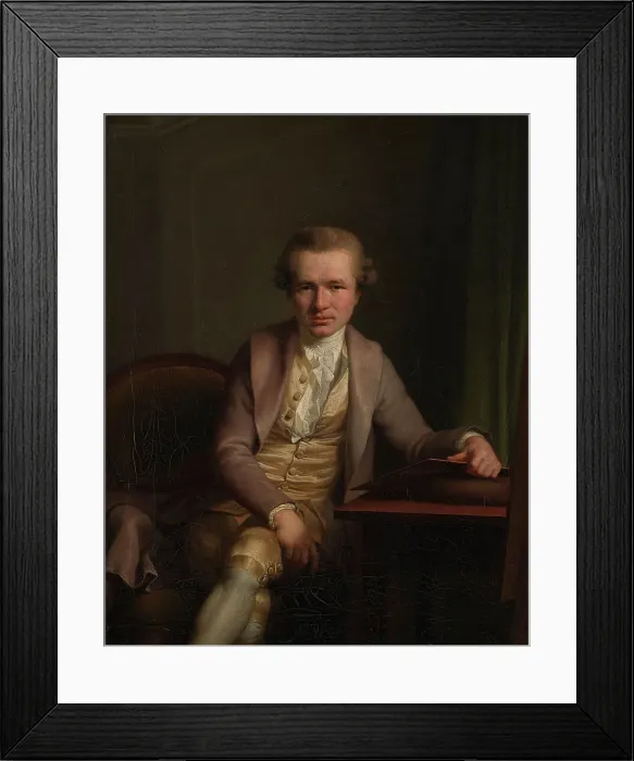 Framed Print : The Engraver Johann Friderich Clemens at his Work Table, 1776. Creator: Jens Juel Framed Print : The Engraver Johann Friderich Clemens at his Work Table, 1776. Creator: Jens Juel