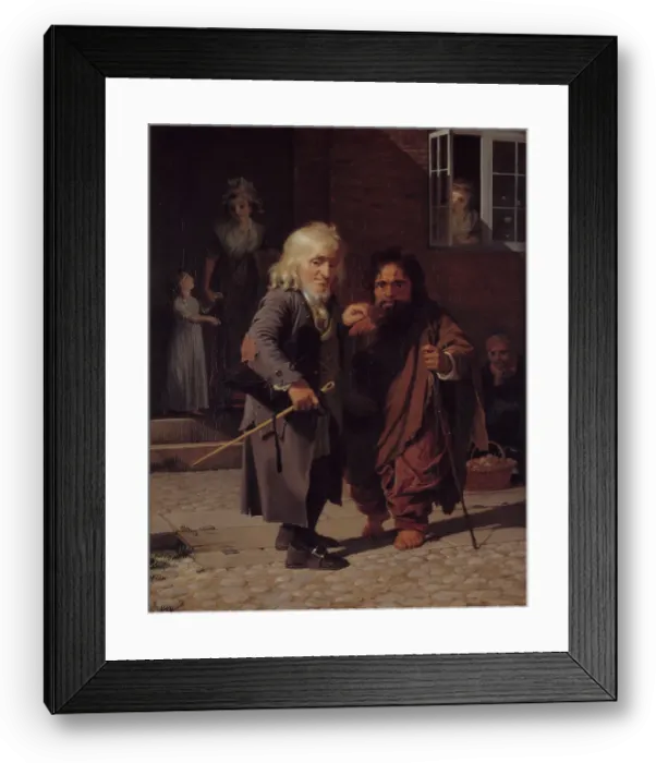 Framed Print : Two Dwarfs: Obligeert, a Jewish pigtail-ribbon Vendor, beside the Roman Dwarf Bajocco... 1790-1800. Creator: Jens Juel Framed Print : Two Dwarfs: Obligeert, a Jewish pigtail-ribbon Vendor, beside the Roman Dwarf Bajocco... 1790-1800. Creator: Jens Juel