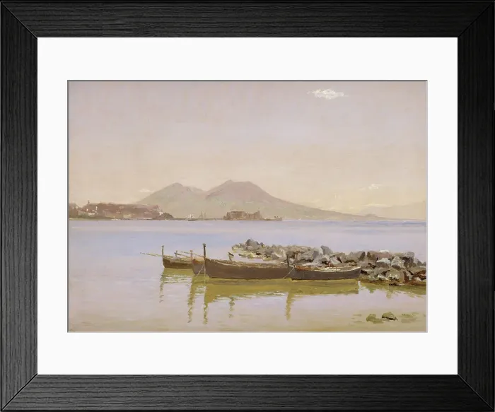 Framed Print : The Gulf of Naples with Vesuvius in the Background, 1838-1839. Creator: Christen Købke Framed Print : The Gulf of Naples with Vesuvius in the Background, 1838-1839. Creator: Christen Købke