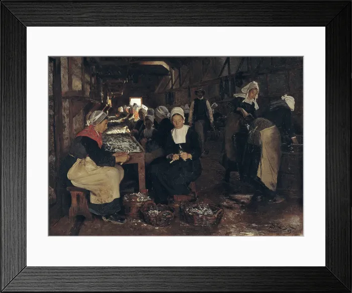 Framed Print : A Sardine Curing and Packing Establishment in Concarneau, 1879. Creator: Peder Severin Kroyer Framed Print : A Sardine Curing and Packing Establishment in Concarneau, 1879. Creator: Peder Severin Kroyer