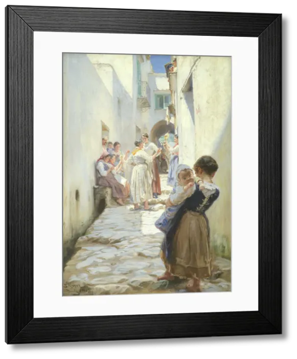 Framed Print : A Street in Torello, Italy, 1890. Creator: Peder Severin Kroyer Framed Print : A Street in Torello, Italy, 1890. Creator: Peder Severin Kroyer