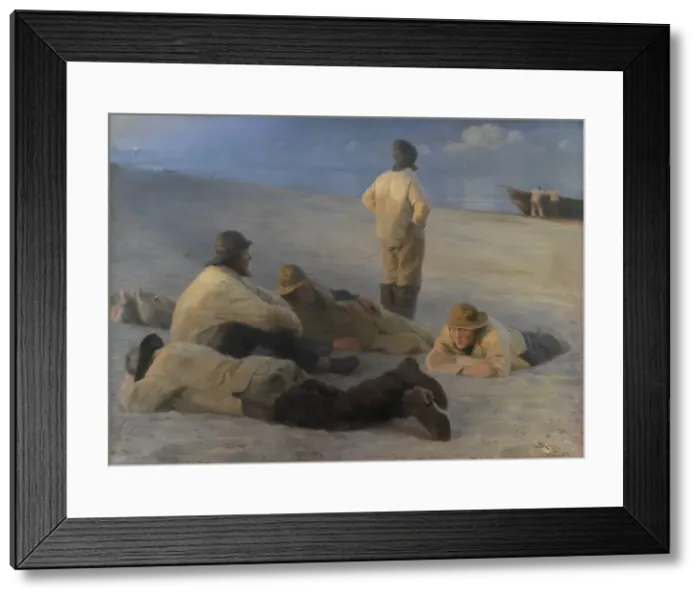 Framed Print : Fishermen at Skagen Beach, 1883. Creator: Peder Severin Kroyer Framed Print : Fishermen at Skagen Beach, 1883. Creator: Peder Severin Kroyer