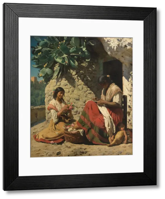 Framed Print : Two Gipsy Women Outside their Cottage. Spain, 1878. Creator: Peder Severin Kroyer Framed Print : Two Gipsy Women Outside their Cottage. Spain, 1878. Creator: Peder Severin Kroyer