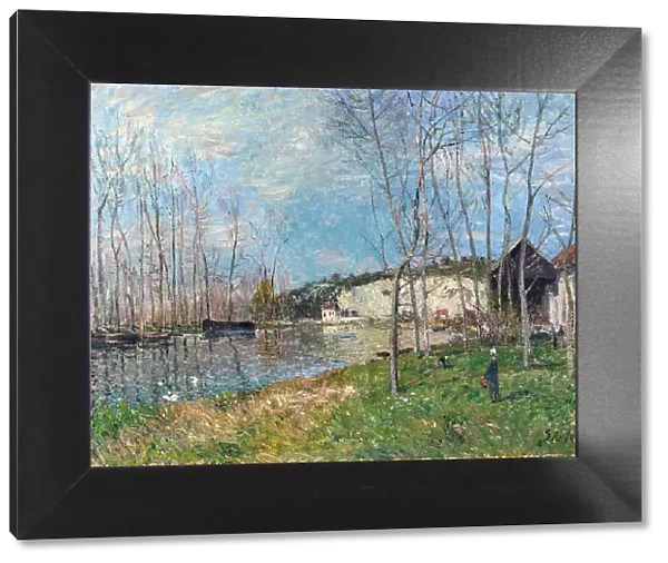 Spring on the banks of the Loing (Printemps au bord du Loing), ca 1881. Creator: Sisley, Alfred (1839-1899)