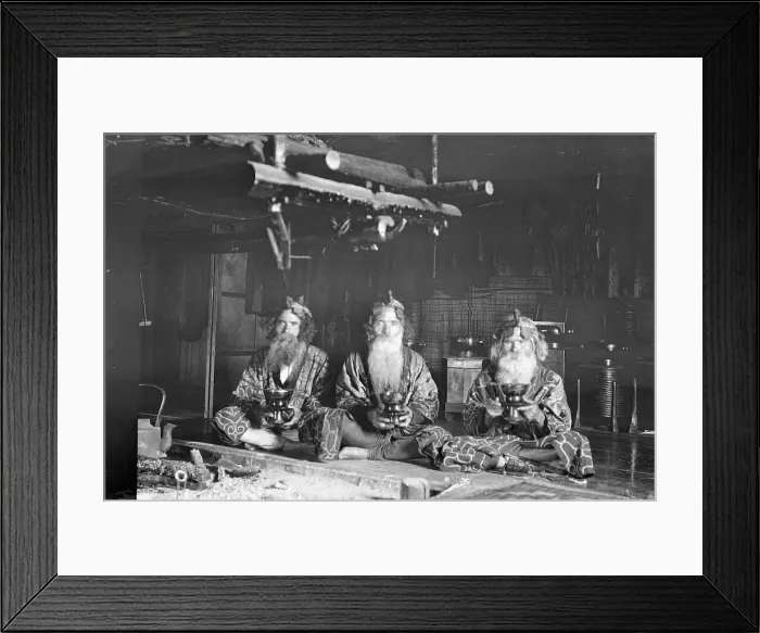 Framed Print : Ainu chiefs at Piratori, 1908. Creator: Arnold Genthe Framed Print : Ainu chiefs at Piratori, 1908. Creator: Arnold Genthe
