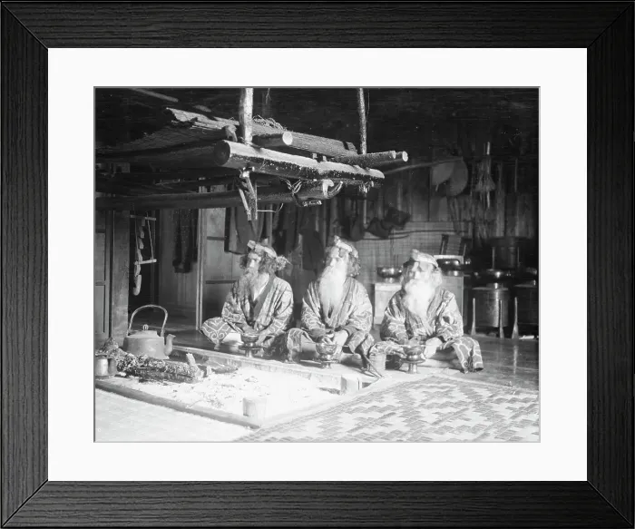 Framed Print : Ainu chiefs at Piratori, 1908. Creator: Arnold Genthe Framed Print : Ainu chiefs at Piratori, 1908. Creator: Arnold Genthe
