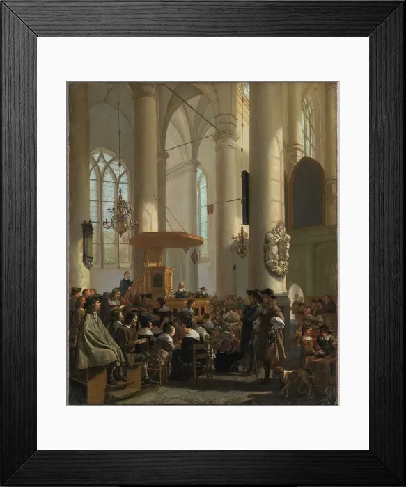 Framed Print : Interior of a Dutch Church, 1659. Creator: Rutger van Langevelt Framed Print : Interior of a Dutch Church, 1659. Creator: Rutger van Langevelt