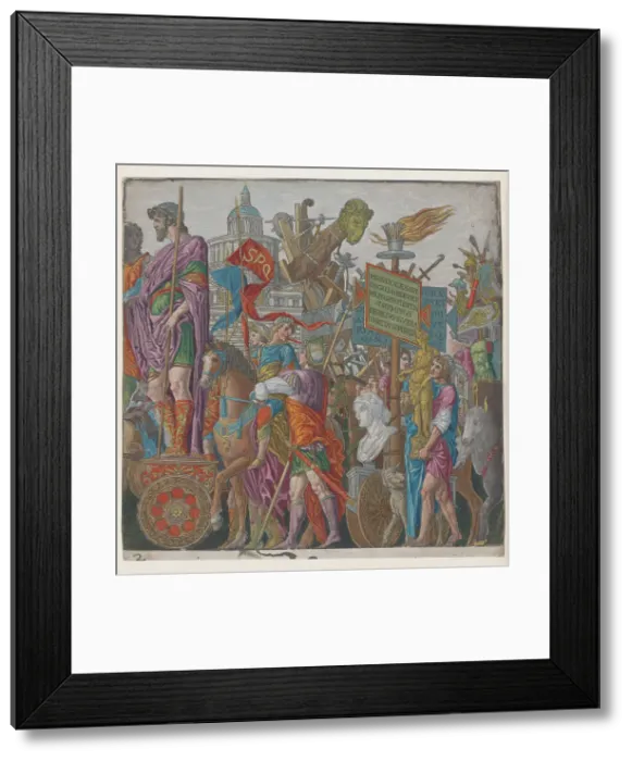 Framed Print : Sheet 2: A triumphal chariot, from The Triumph of Julius Caesar, 1599. Creator: Andreani, Andrea (c. 1540-after 1610) Framed Print : Sheet 2: A triumphal chariot, from The Triumph of Julius Caesar, 1599. Creator: Andreani, Andrea (c. 1540-after 1610)