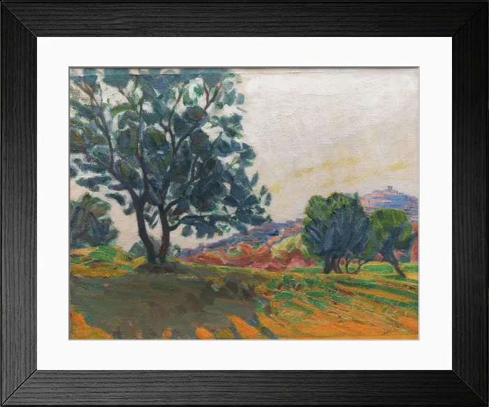 Framed Print : The Olive Grove, with Cagnes in the Background - Against the Light, 1923. Creator: Niels Larsen Stevns Framed Print : The Olive Grove, with Cagnes in the Background - Against the Light, 1923. Creator: Niels Larsen Stevns