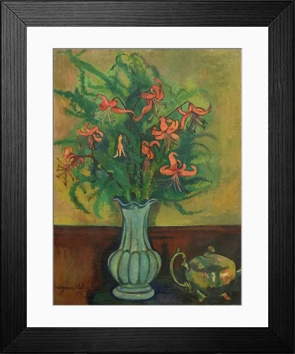 Framed Print : Vase de Fleurs et Théière, 1916. Creator: Valadon, Suzanne (1865-1938) Framed Print : Vase de Fleurs et Théière, 1916. Creator: Valadon, Suzanne (1865-1938)