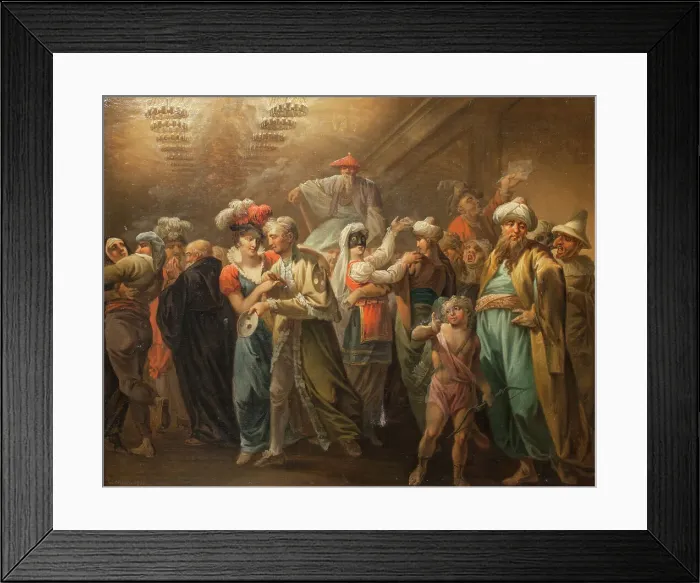 Framed Print : Masquerade. Intermedium; Holberg Gallery. Scenes from Ludvig Holberg's comedies, 1813. Creator: Christian August Lorentzen Framed Print : Masquerade. Intermedium; Holberg Gallery. Scenes from Ludvig Holberg's comedies, 1813. Creator: Christian August Lorentzen
