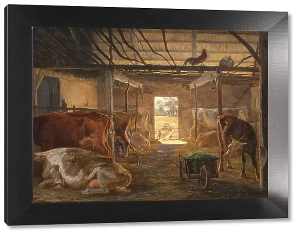 A Cowshed on a Farm at Vejby, Zealand, 1844. Creator: Johan Thomas Lundbye