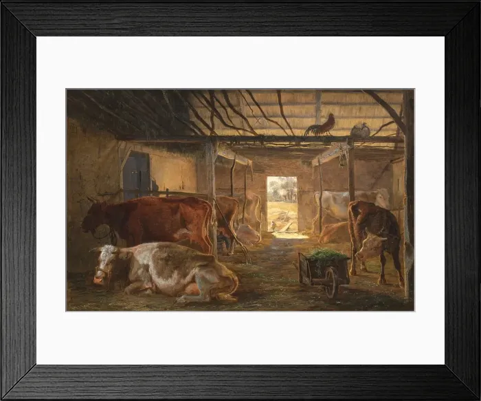 Framed Print : A Cowshed on a Farm at Vejby, Zealand, 1844. Creator: Johan Thomas Lundbye Framed Print : A Cowshed on a Farm at Vejby, Zealand, 1844. Creator: Johan Thomas Lundbye