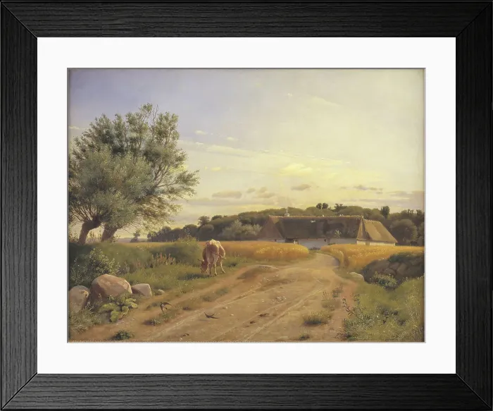 Framed Print : A Croft at Lodskov near Vognserup Manor, Zealand, 1847. Creator: Johan Thomas Lundbye Framed Print : A Croft at Lodskov near Vognserup Manor, Zealand, 1847. Creator: Johan Thomas Lundbye