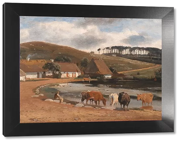 Cows being Watered at a Village Pond. Brofelde, Zealand, 1844. Creator: Johan Thomas Lundbye