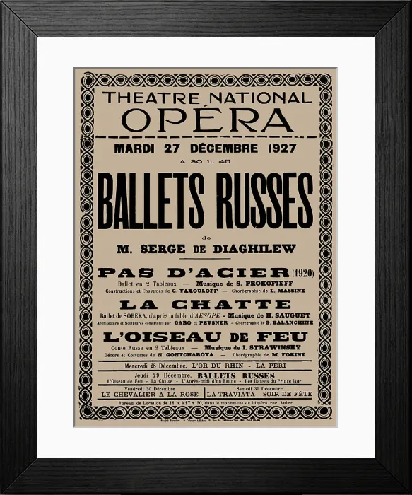 Framed Print : Poster for Ballets Russes, Théâtre National Opéra, 1927. Creator: Historic Object
