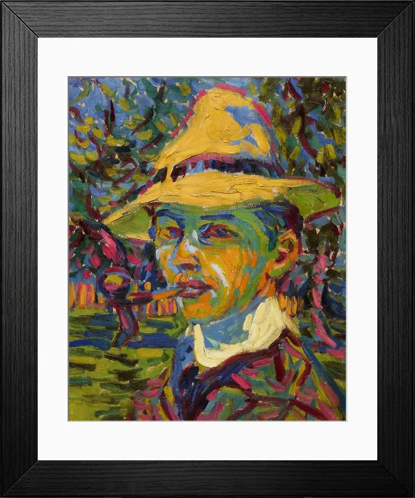 Framed Print : Self-Portrait with a Pipe, 1907. Creator: Kirchner, Ernst Ludwig (1880-1938) Framed Print : Self-Portrait with a Pipe, 1907. Creator: Kirchner, Ernst Ludwig (1880-1938)