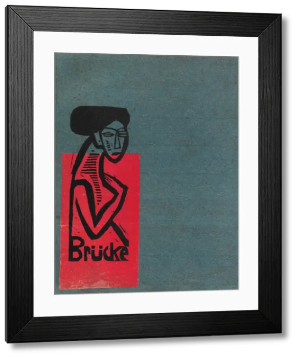 Framed Print : Cover of the catalogue for the exhibition of the artist group Brücke at the Gurlitt Gallery...1912 Creator: Kirchner, Ernst Ludwig (1880-1938). Cover of the catalogue for the exhibition of the artist group Brücke