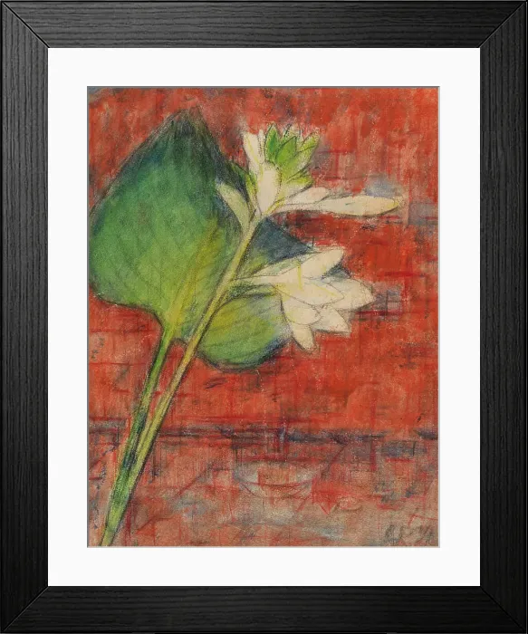 Framed Print : Sweetheart lilies on a red background, 1934. Creator: Rohlfs, Christian (1849-1938) Framed Print : Sweetheart lilies on a red background, 1934. Creator: Rohlfs, Christian (1849-1938)