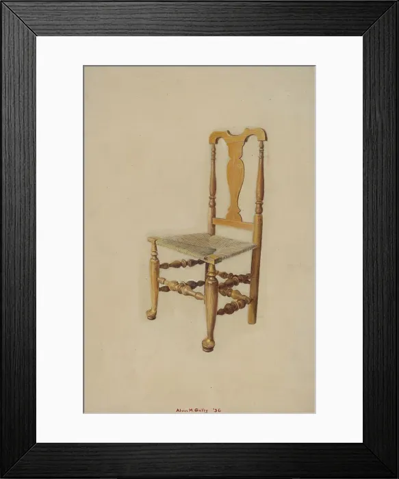 Framed Print : Queen Anne Side Chair, 1936. Creator: Alvin M Gully Framed Print : Queen Anne Side Chair, 1936. Creator: Alvin M Gully