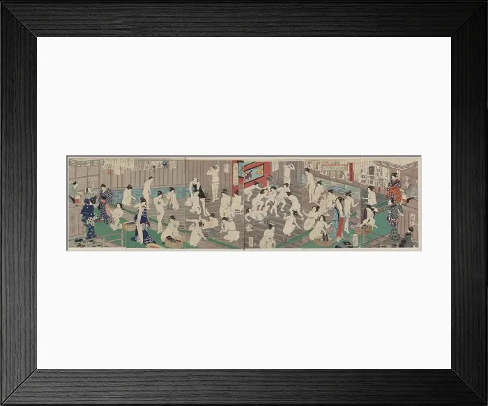 Framed Print : Naked bodies compared to irises in hot water... 1868. Creator: Kunichika, Toyohara (1835-1900) Framed Print : Naked bodies compared to irises in hot water... 1868. Creator: Kunichika, Toyohara (1835-1900)