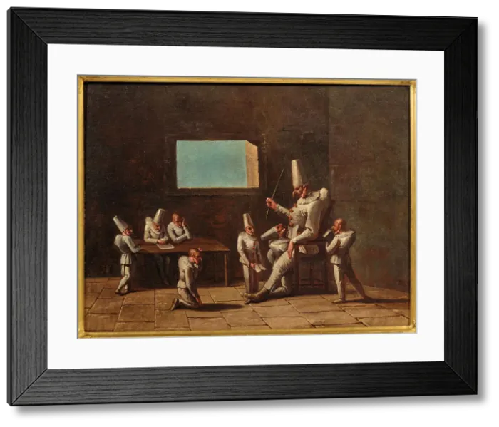 Framed Print : Scene of the education of Pulcinella, 18th century. Creator: Anonymous Framed Print : Scene of the education of Pulcinella, 18th century. Creator: Anonymous