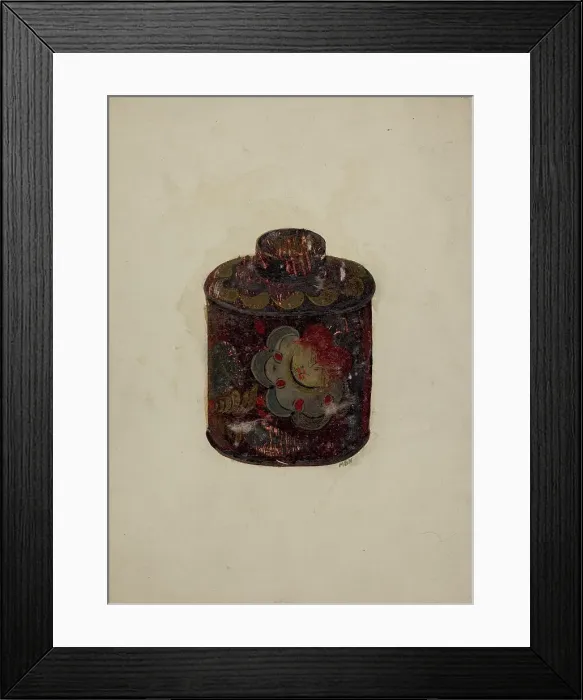 Framed Print : Toleware Canister, 1935 / 1942. Creator: Myra Newswanger Framed Print : Toleware Canister, 1935 / 1942. Creator: Myra Newswanger