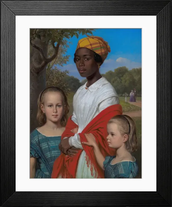 Framed Print : Portrait of Otto Marstrand's two Daughters and their West-Indian Nanny, Justina...Copenhagen, 1857. Creator: Wilhelm Marstrand Framed Print : Portrait of Otto Marstrand's two Daughters and their West-Indian Nanny, Justina...Copenhagen, 1857. Creator: Wilhelm Marstrand