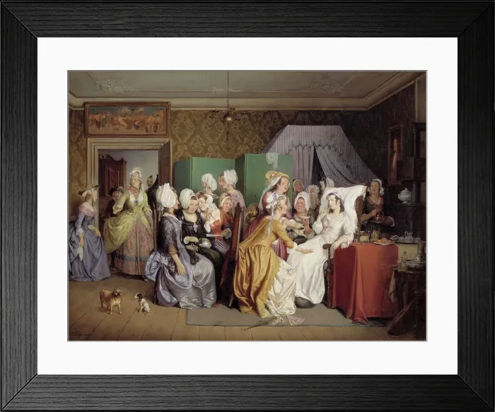 Framed Print : Scene from Ludwig Holberg's The Lying-in Room, 1845. Creator: Wilhelm Marstrand Framed Print : Scene from Ludwig Holberg's The Lying-in Room, 1845. Creator: Wilhelm Marstrand