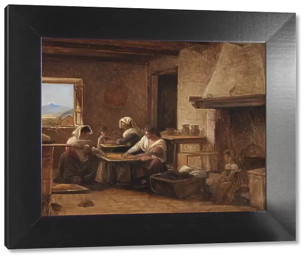 Women Working in the Kitchen of a Farmhouse near Olevano, Italy, 1845-1848. Creator: Wilhelm Marstrand