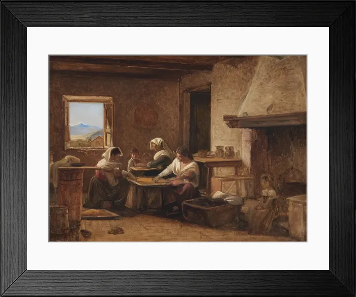 Framed Print : Women Working in the Kitchen of a Farmhouse near Olevano, Italy, 1845-1848. Creator: Wilhelm Marstrand Framed Print : Women Working in the Kitchen of a Farmhouse near Olevano, Italy, 1845-1848. Creator: Wilhelm Marstrand
