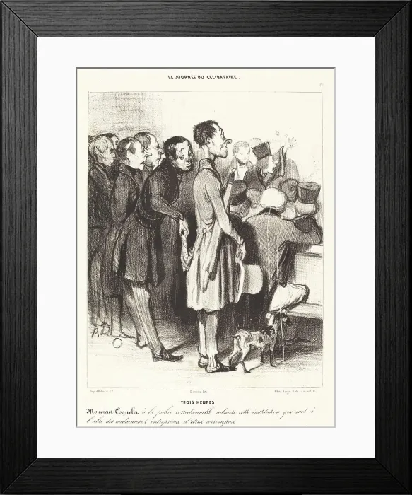 Framed Print : Trois heures, 1839. Creator: Honore Daumier Framed Print : Trois heures, 1839. Creator: Honore Daumier
