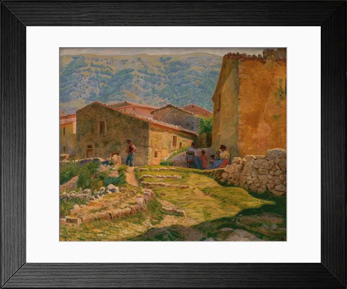 Framed Print : Sunny morning in Civita d'Antino; Sunshine. Before dinner. Civita d'Antino, 1905. Creator: Kristian Zahrtmann Framed Print : Sunny morning in Civita d'Antino; Sunshine. Before dinner. Civita d'Antino, 1905. Creator: Kristian Zahrtmann