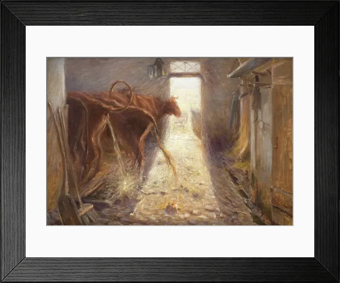 Framed Print : Cowshed on the Island of Saltholm, 1890. Creator: Theodor Esbern Philipsen Framed Print : Cowshed on the Island of Saltholm, 1890. Creator: Theodor Esbern Philipsen