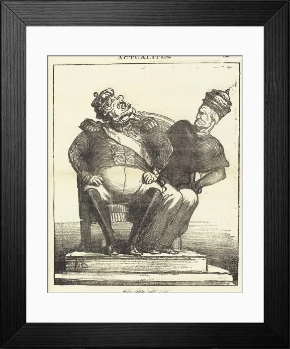 Framed Print : Trop étroit pour deux, 1870. Creator: Honore Daumier Framed Print : Trop étroit pour deux, 1870. Creator: Honore Daumier