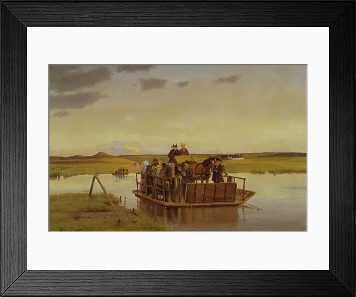 Framed Print : A ferry across the Gudenåen, 1910-1917. Creator: Hans Smidth Framed Print : A ferry across the Gudenåen, 1910-1917. Creator: Hans Smidth