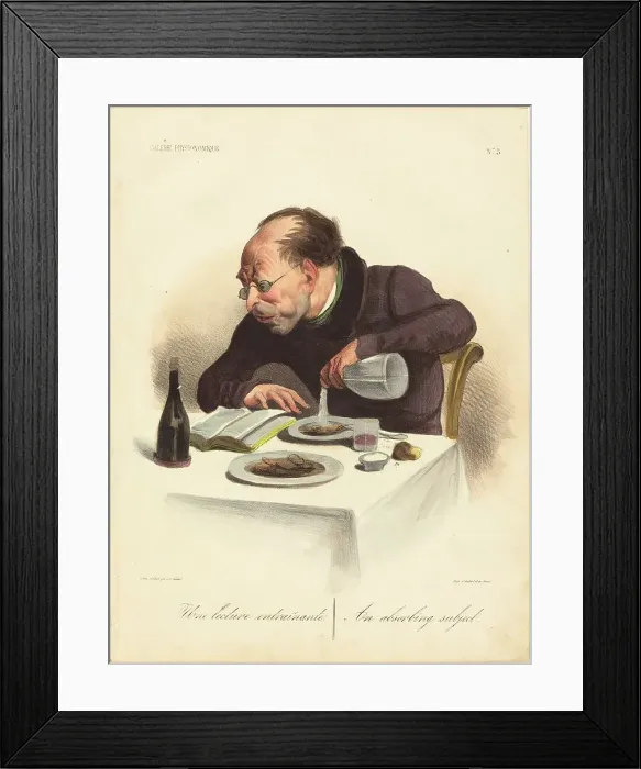 Framed Print : Une lecture entrainante, 1836. Creator: Honore Daumier Framed Print : Une lecture entrainante, 1836. Creator: Honore Daumier