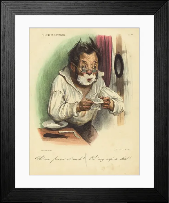 Framed Print : Oh! ma femme est morte!, 1836. Creator: Honore Daumier Framed Print : Oh! ma femme est morte!, 1836. Creator: Honore Daumier