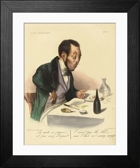 Framed Print : La carte a payer, 1837. Creator: Honore Daumier Framed Print : La carte a payer, 1837. Creator: Honore Daumier