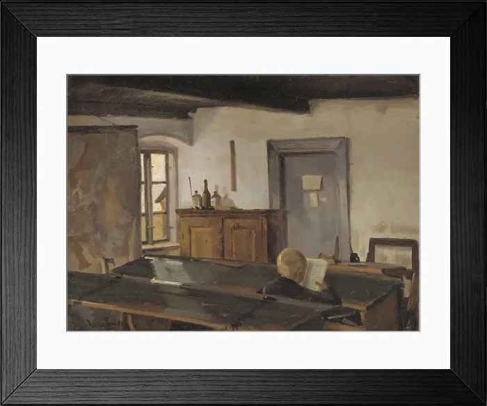 Framed Print : A schoolroom with a reading boy, 1854-1917. Creator: Hans Smidth Framed Print : A schoolroom with a reading boy, 1854-1917. Creator: Hans Smidth