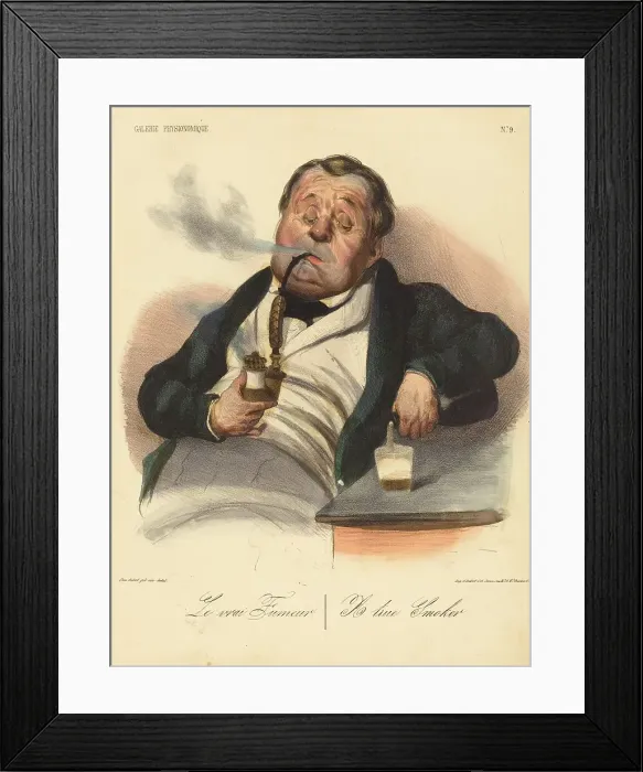 Framed Print : Le vrai Fumeur, 1836. Creator: Honore Daumier Framed Print : Le vrai Fumeur, 1836. Creator: Honore Daumier