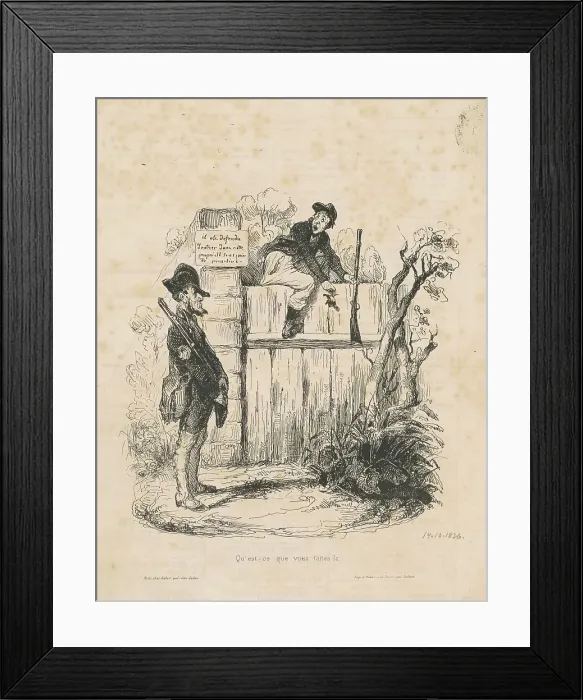 Framed Print : Qu'est-ce que vous faites la... 19th century. Creator: Honore Daumier Framed Print : Qu'est-ce que vous faites la... 19th century. Creator: Honore Daumier