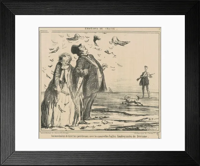 Framed Print : Inconvénient de tirer les perdreaux... 19th century. Creator: Honore Daumier Framed Print : Inconvénient de tirer les perdreaux... 19th century. Creator: Honore Daumier
