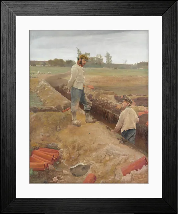 Framed Print : Drain Diggers, 1885. Creator: Laurits Andersen Ring Framed Print : Drain Diggers, 1885. Creator: Laurits Andersen Ring