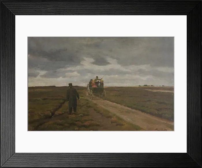 Framed Print : Heath landscape with a day wagon, 1913. Creator: Hans Smidth Framed Print : Heath landscape with a day wagon, 1913. Creator: Hans Smidth
