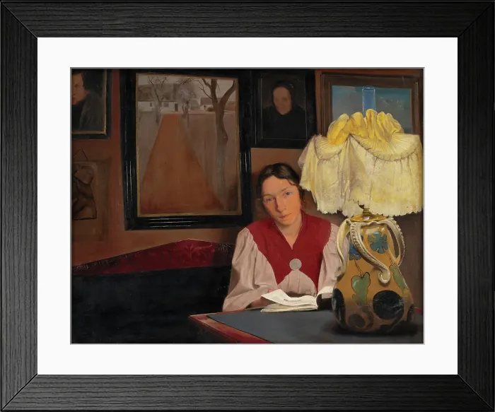 Framed Print : The Artist's Wife by Lamplight, 1898. Creator: Laurits Andersen Ring Framed Print : The Artist's Wife by Lamplight, 1898. Creator: Laurits Andersen Ring