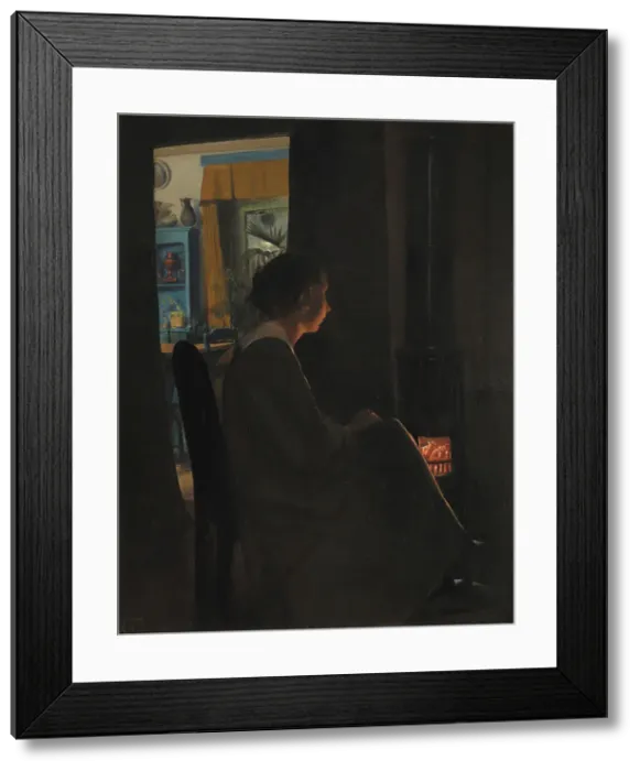 Framed Print : Twilight. The Artist's Wife, 1898. Creator: Laurits Andersen Ring Framed Print : Twilight. The Artist's Wife, 1898. Creator: Laurits Andersen Ring