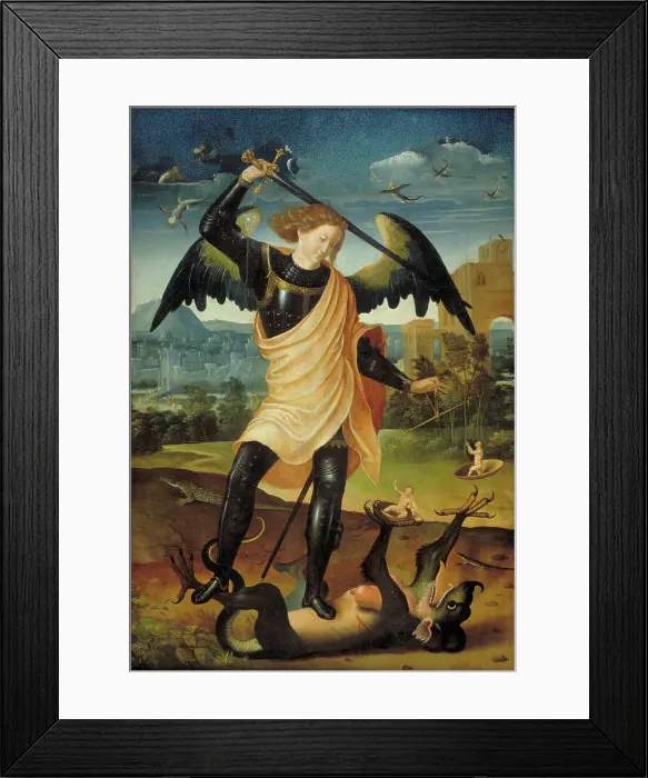 Framed Print : The Archangel Michael with the Dragon, 1498-1501. Creator: Unknown