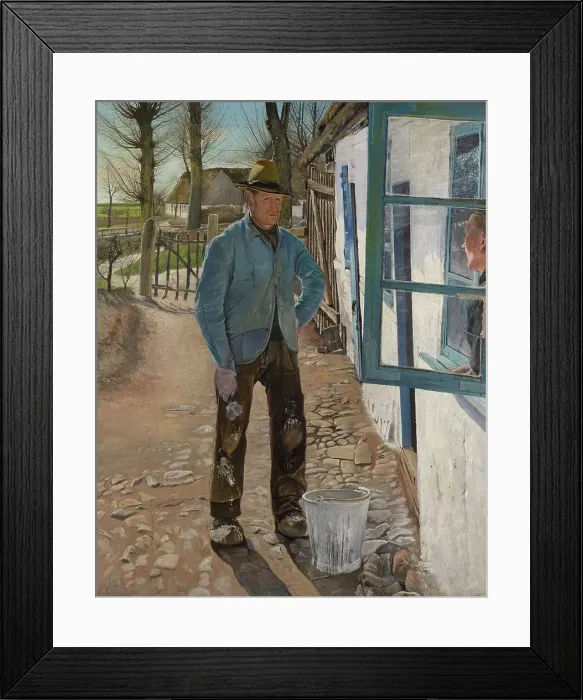 Framed Print : Whitewashing the Old House, 1908. Creator: Laurits Andersen Ring Framed Print : Whitewashing the Old House, 1908. Creator: Laurits Andersen Ring
